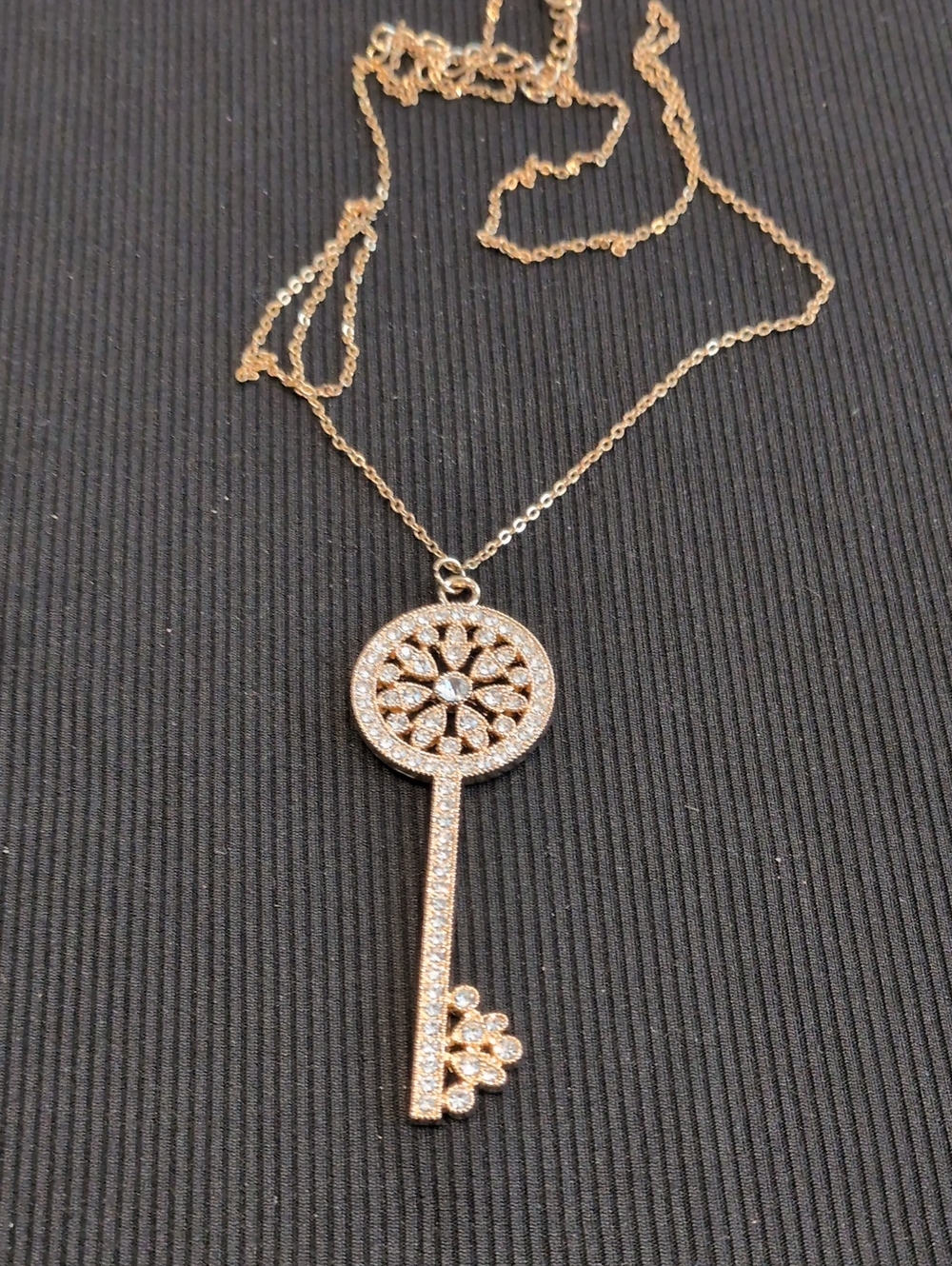 Gold Tone Key Pendant Necklace 18"- Women Jewelry